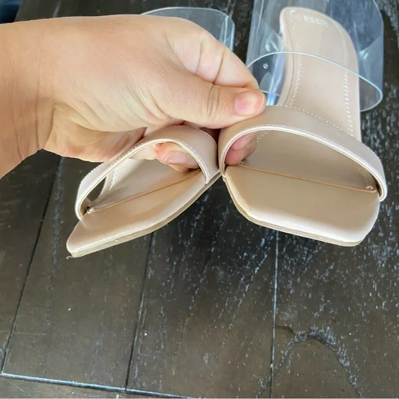 BP Naomi Clear Translucent Nude Block Heel Sandals Heels Party Size 10M - Picture 7 of 11